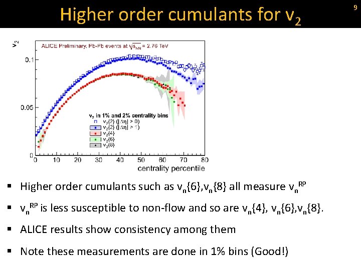 Higher order cumulants for v 2 § Higher order cumulants such as vn{6}, vn{8}