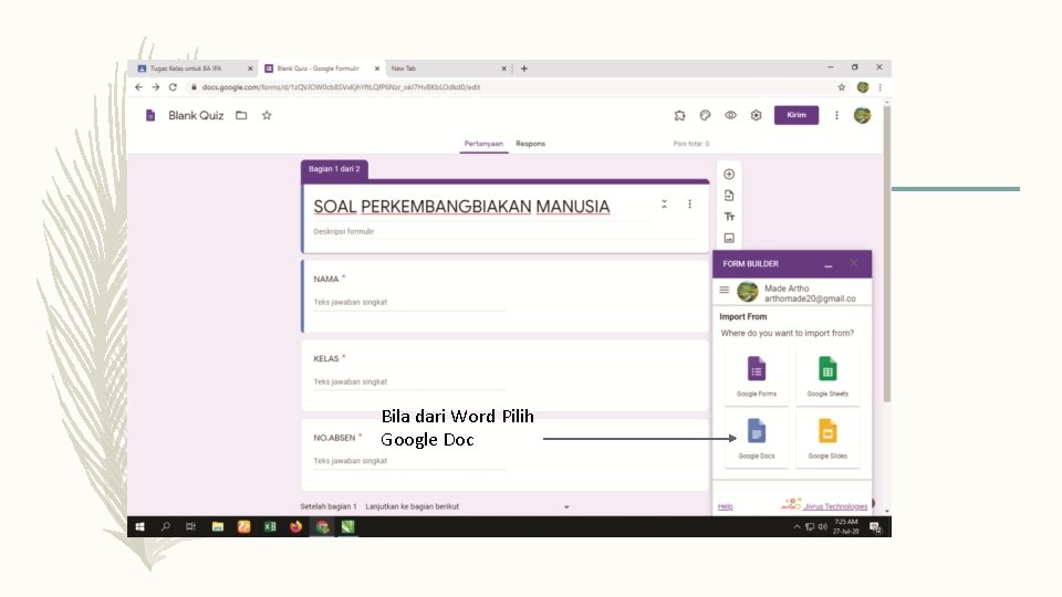 Bila dari Word Pilih Google Doc 