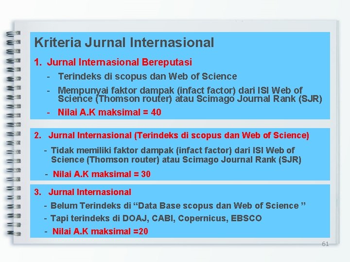 Kriteria Jurnal Internasional 1. Jurnal Internasional Bereputasi - Terindeks di scopus dan Web of