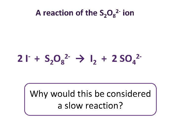 A reaction of the S 2 O 82 - ion 2 I- + S