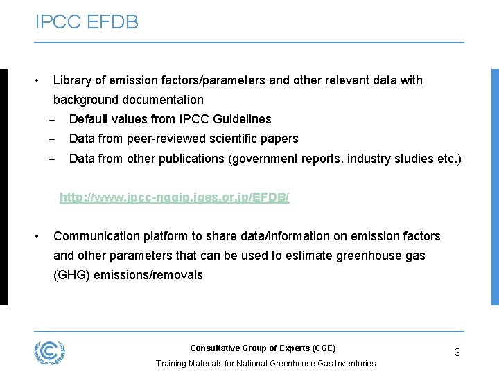 IPCC EFDB • Library of emission factors/parameters and other relevant data with background documentation