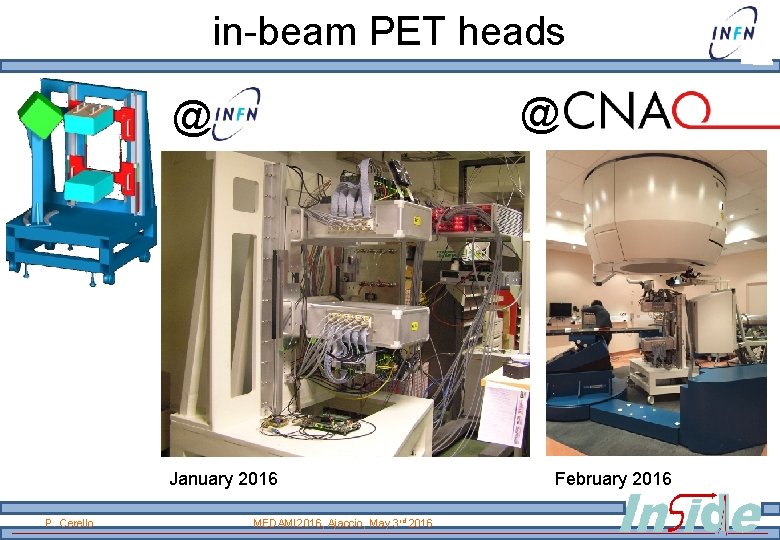 in-beam PET heads @ @ January 2016 P. Cerello MEDAMI 2016, Ajaccio, May 3 in-beam PET heads @ @ January 2016 P. Cerello MEDAMI 2016, Ajaccio, May 3
