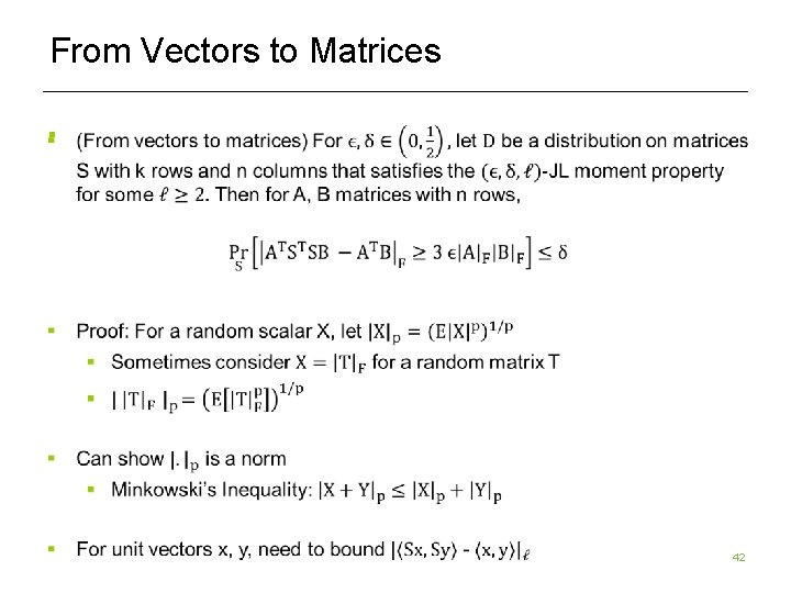 From Vectors to Matrices § 42 From Vectors to Matrices § 42