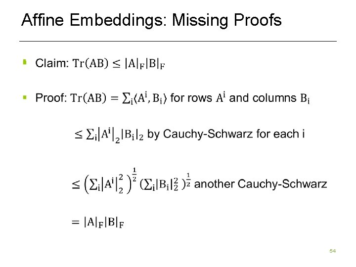 Affine Embeddings: Missing Proofs § 54 Affine Embeddings: Missing Proofs § 54