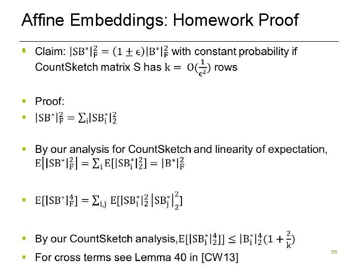 Affine Embeddings: Homework Proof § 55 Affine Embeddings: Homework Proof § 55