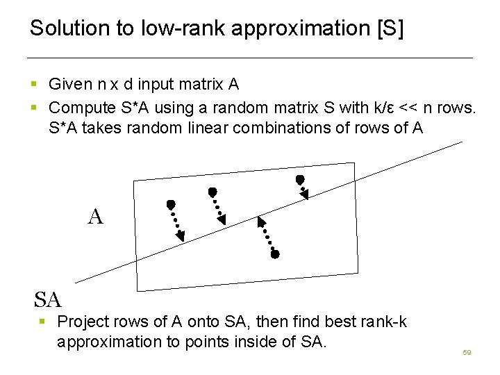 Solution to low-rank approximation [S] § Given n x d input matrix A §