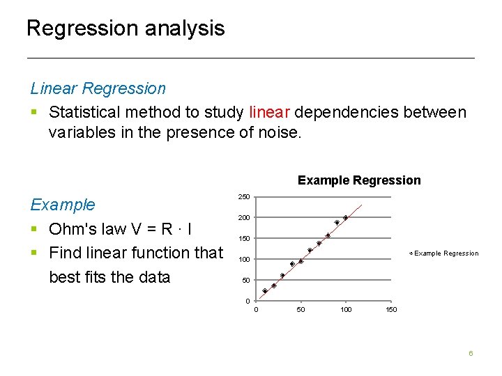Regression analysis Linear Regression § Statistical method to study linear dependencies between variables in Regression analysis Linear Regression § Statistical method to study linear dependencies between variables in