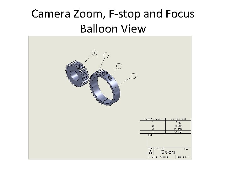 Camera Zoom, F-stop and Focus Balloon View 