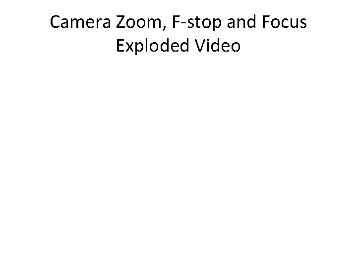 Camera Zoom, F-stop and Focus Exploded Video 