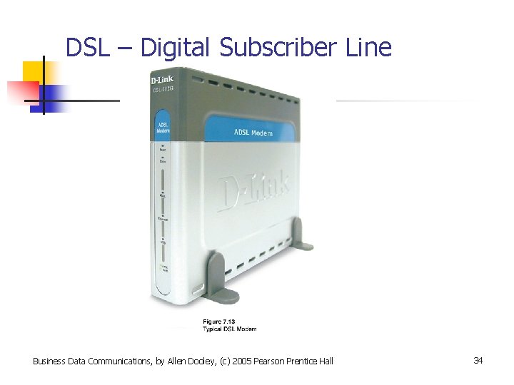 DSL – Digital Subscriber Line Business Data Communications, by Allen Dooley, (c) 2005 Pearson