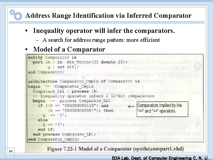 Address Range Identification via Inferred Comparator • Inequality operator will infer the comparators. –