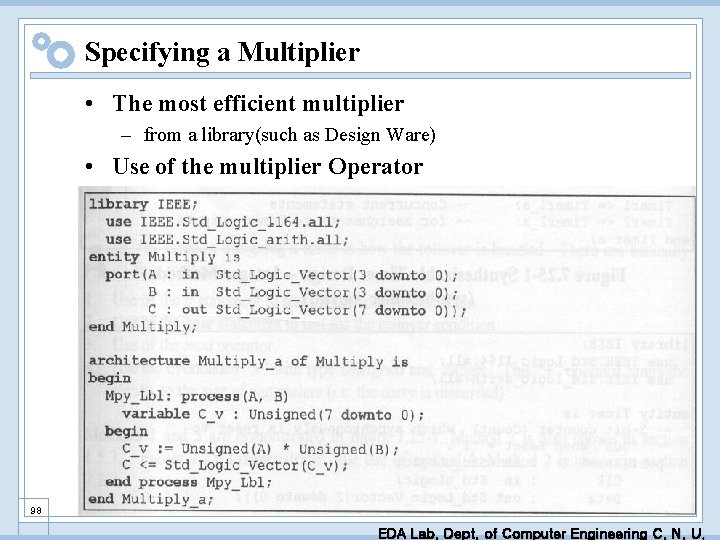 Specifying a Multiplier • The most efficient multiplier – from a library(such as Design