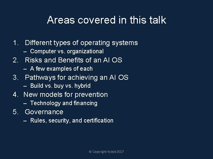 Areas covered in this talk 1. Different types of operating systems – Computer vs.