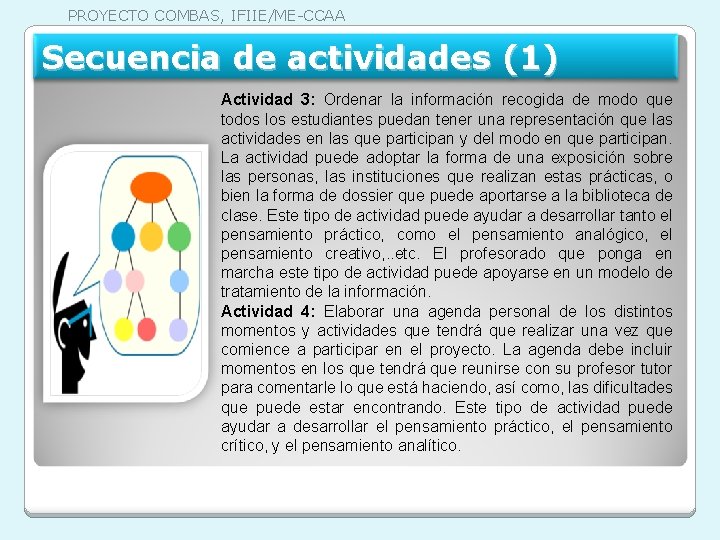 PROYECTO COMBAS, IFIIE/ME-CCAA Secuencia de actividades (1) Actividad 3: Ordenar la información recogida de