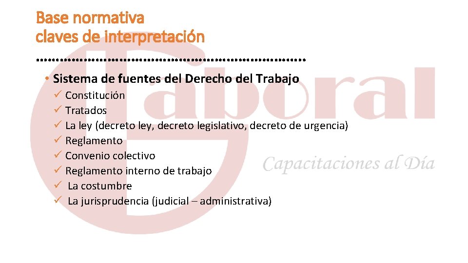 Base normativa claves de interpretación ……………………………. . • Sistema de fuentes del Derecho del