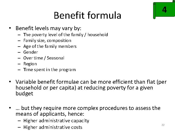 Benefit formula 4 • Benefit levels may vary by: – – – – The