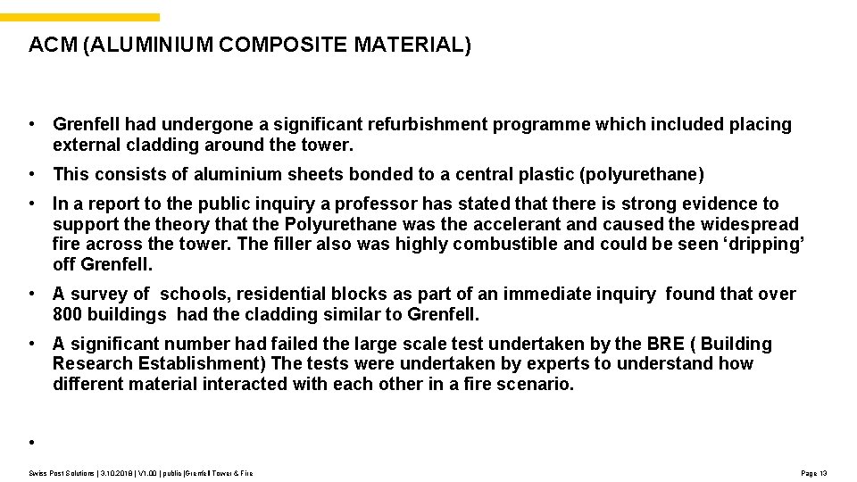 ACM (ALUMINIUM COMPOSITE MATERIAL) • Grenfell had undergone a significant refurbishment programme which included