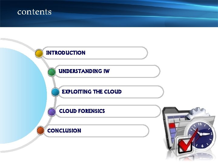 contents INTRODUCTION UNDERSTANDING IW EXPLOITING THE CLOUD FORENSICS CONCLUSION 