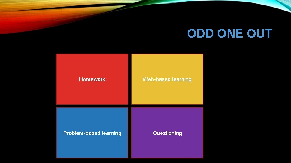 ODD ONE OUT Homework Web-based learning Problem-based learning Questioning 