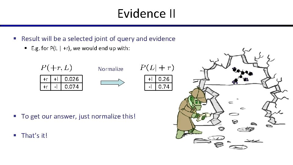 Evidence II § Result will be a selected joint of query and evidence § Evidence II § Result will be a selected joint of query and evidence §