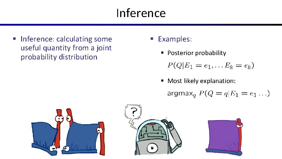 Inference § Inference: calculating some useful quantity from a joint probability distribution § Examples: