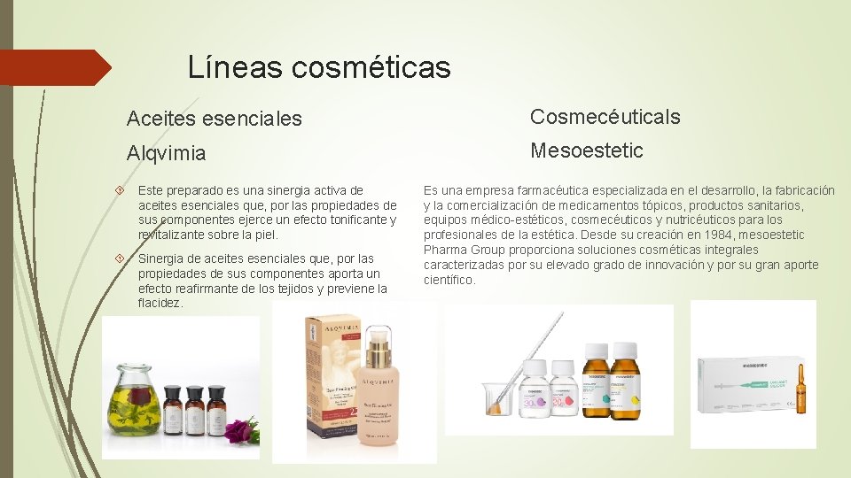 Líneas cosméticas Aceites esenciales Cosmecéuticals Alqvimia Mesoestetic Este preparado es una sinergia activa de