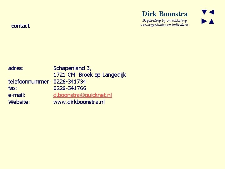 Dirk Boonstra contact adres: Schapenland 3, 1721 CM Broek op Langedijk telefoonnummer: 0226 -341734