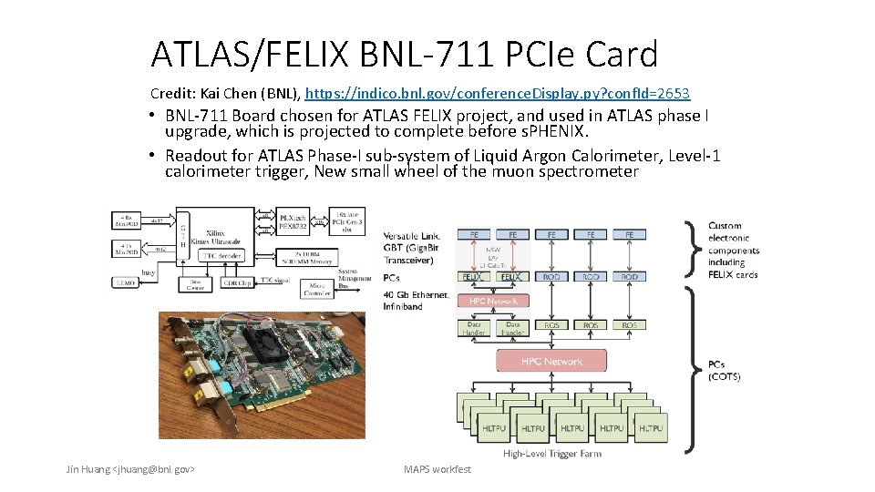 ATLAS/FELIX BNL-711 PCIe Card Credit: Kai Chen (BNL), https: //indico. bnl. gov/conference. Display. py?