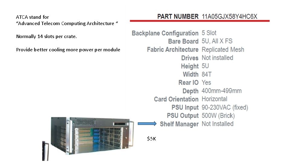 ATCA stand for “Advanced Telecom Computing Architecture “ Normally 14 slots per crate. Provide