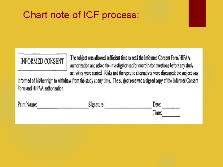 Chart note of ICF process: 