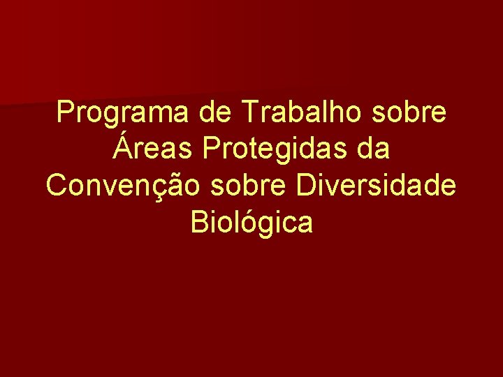 Programa de Trabalho sobre Áreas Protegidas da Convenção sobre Diversidade Biológica 