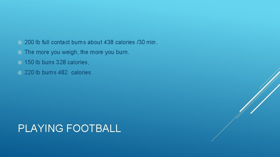  200 lb full contact burns about 438 calories /30 min. The more you