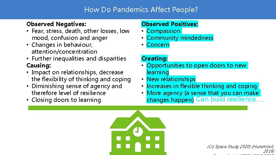 How Do Pandemics Affect People? Observed Negatives: • Fear, stress, death, other losses, low