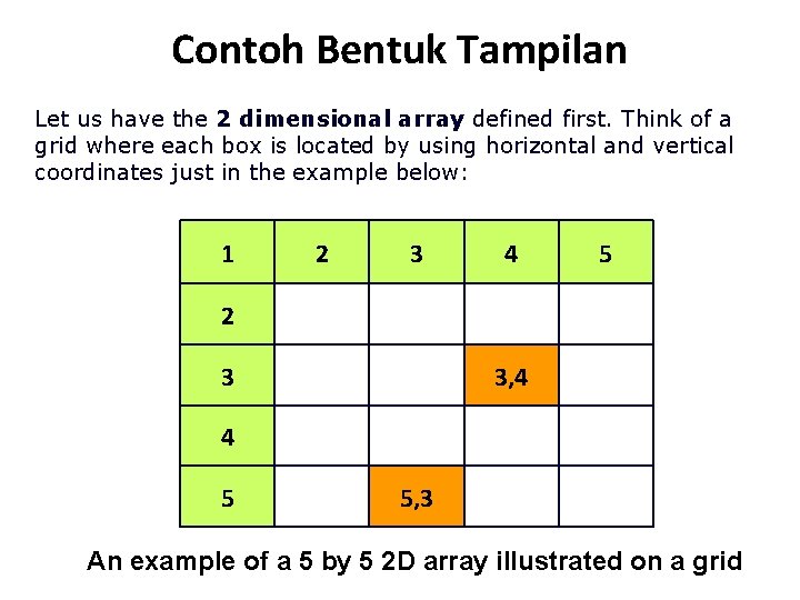 Contoh Bentuk Tampilan Let us have the 2 dimensional array defined first. Think of Contoh Bentuk Tampilan Let us have the 2 dimensional array defined first. Think of