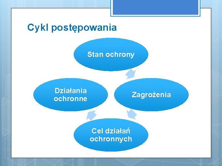 Cykl postępowania Stan ochrony Działania ochronne Zagrożenia Cel działań ochronnych 