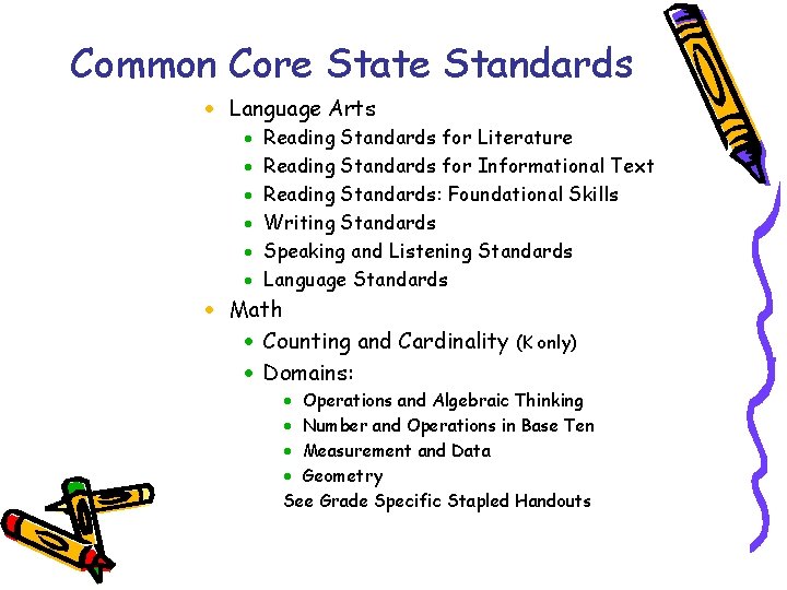 Common Core State Standards · Language Arts · · · Reading Standards for Literature