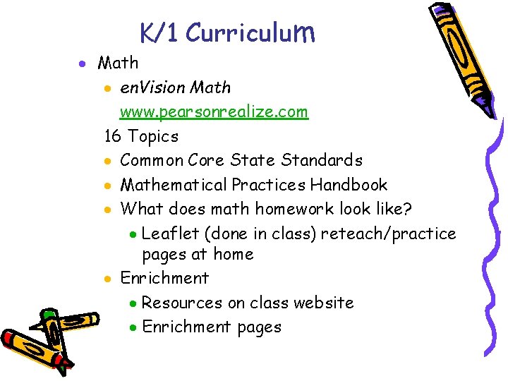 K/1 Curriculum · Math · en. Vision Math www. pearsonrealize. com 16 Topics ·