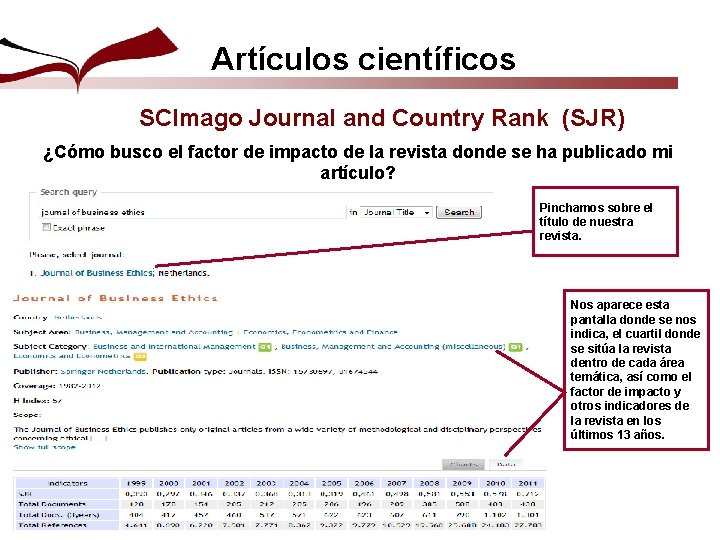 Artículos científicos SCImago Journal and Country Rank (SJR) ¿Cómo busco el factor de impacto