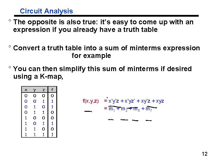 Circuit Analysis ° The opposite is also true: it’s easy to come up with