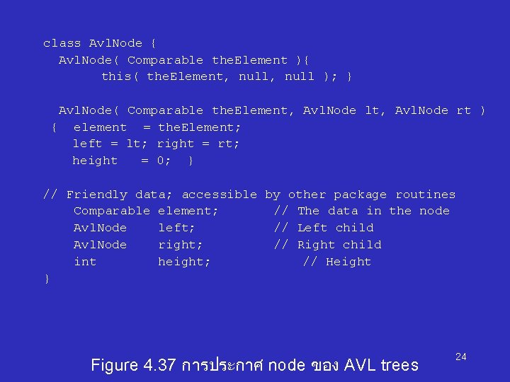 class Avl. Node { Avl. Node( Comparable the. Element ){ this( the. Element, null