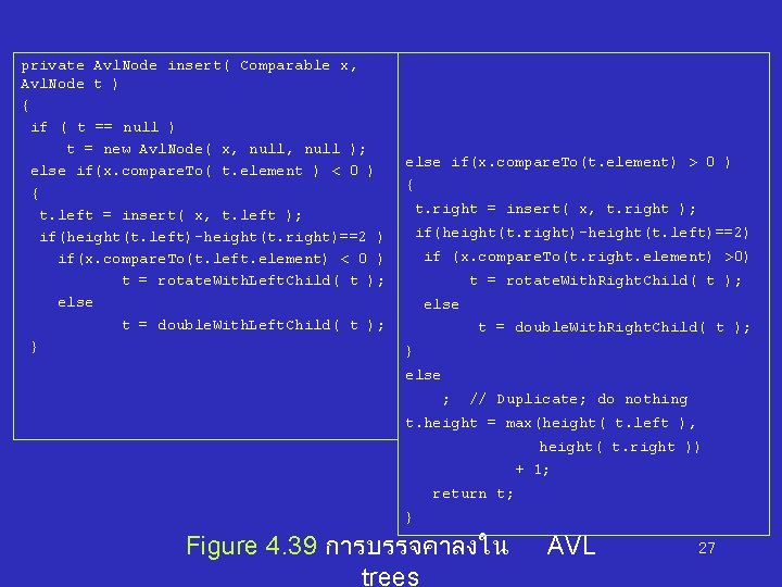 private Avl. Node insert( Comparable x, Avl. Node t ) { if ( t