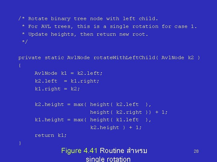/* Rotate binary tree node with left child. * For AVL trees, this is