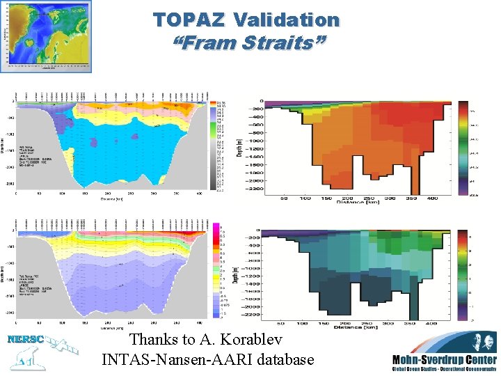 TOPAZ Validation “Fram Straits” Thanks to A. Korablev INTAS-Nansen-AARI database 