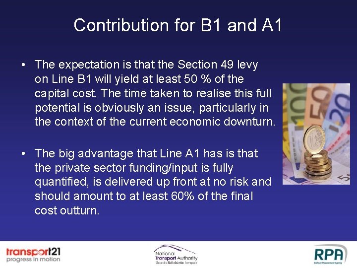 Contribution for B 1 and A 1 • The expectation is that the Section