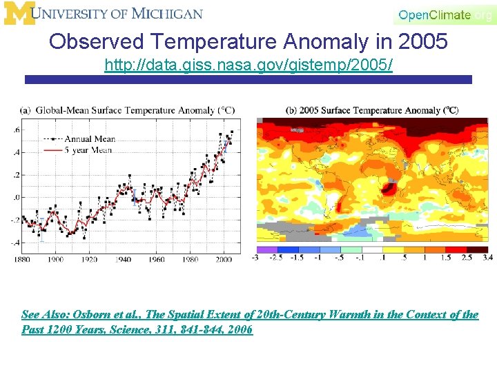 Observed Temperature Anomaly in 2005 http: //data. giss. nasa. gov/gistemp/2005/ See Also: Osborn et