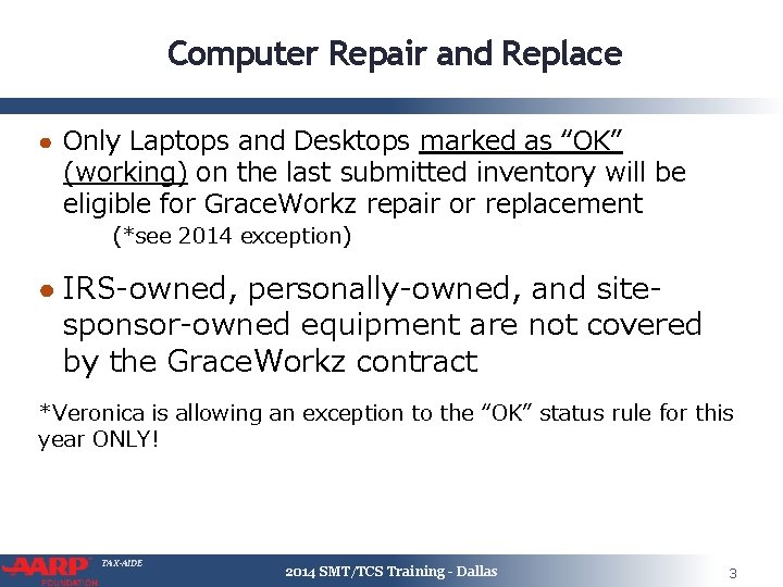 Computer Repair and Replace ● Only Laptops and Desktops marked as “OK” (working) on