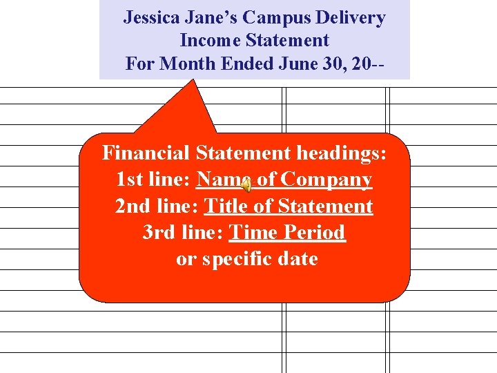 Jessica Jane’s Campus Delivery Income Statement For Month Ended June 30, 20 -- Financial