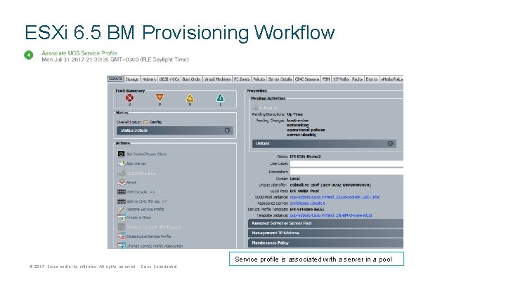 ESXi 6. 5 BM Provisioning Workflow Service profile is associated with a server in