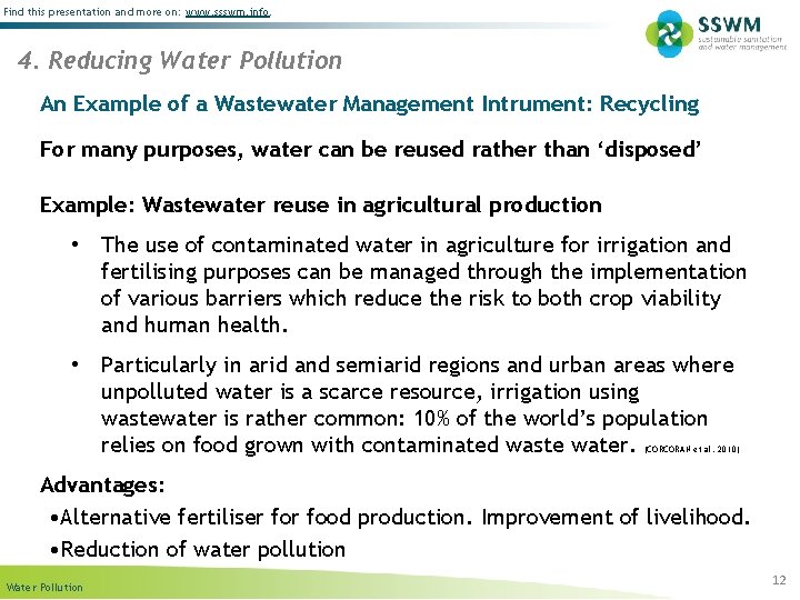 Find this presentation and more on: www. ssswm. info. 4. Reducing Water Pollution An