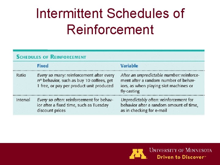 Intermittent Schedules of Reinforcement 